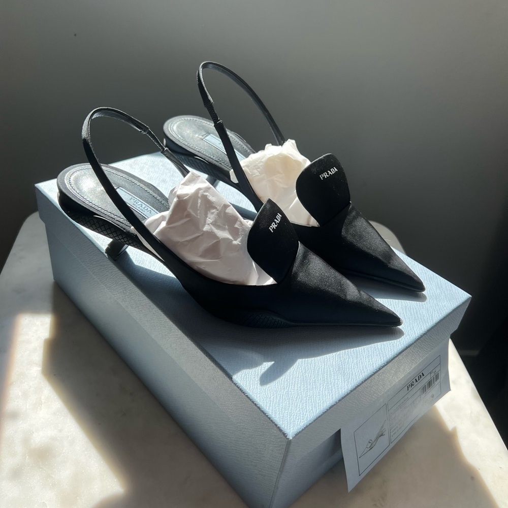 Prada logo kitten heels